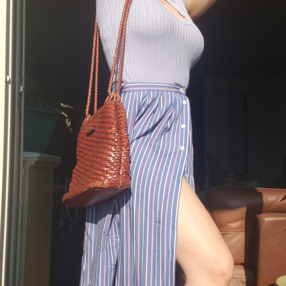 Vintage Leather Basket Weave Saddle Bag - Picture 5 of 9